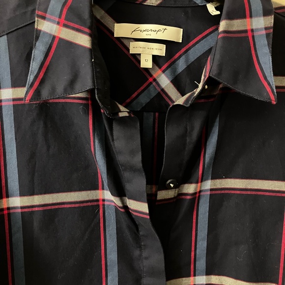 Foxcroft Navy & Pink Plaid Button-Down Shirt - Picture 3 of 4